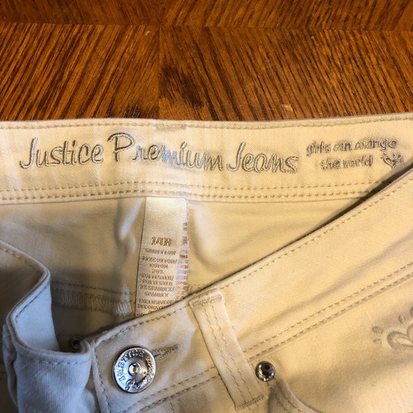 🦋3/$20 Justice offwhite cream colored jeans Sz 14 - Picture 3 of 6